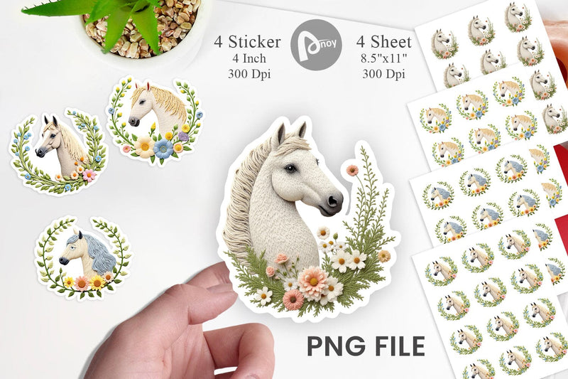 Horse Embroidery Sticker Sublimation artnoy 