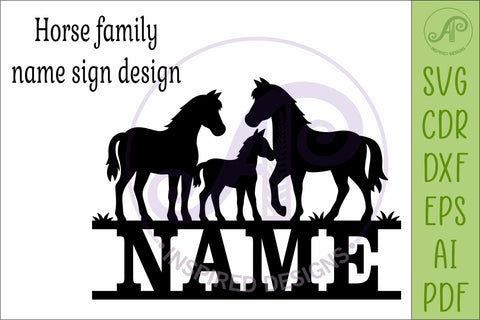Horse Family Name Sign, Horse lovers SVG for Laser cutting SVG APInspireddesigns 