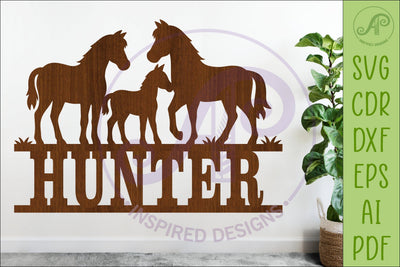 Horse Family Name Sign, Horse lovers SVG for Laser cutting SVG APInspireddesigns 