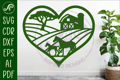 Horse farm heart wall sign, SVG file. SVG APInspireddesigns 