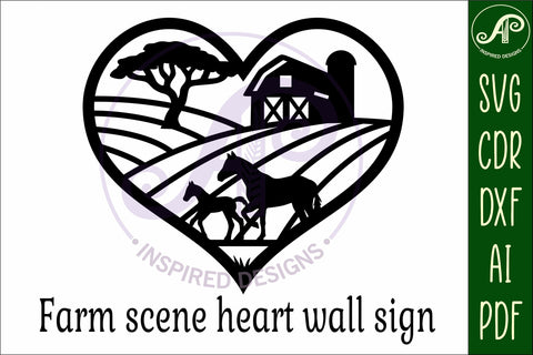 Horse farm heart wall sign, SVG file. SVG APInspireddesigns 