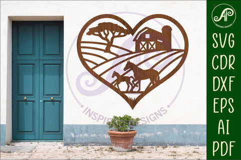 Horse farm heart wall sign, SVG file. SVG APInspireddesigns 