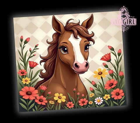 Horse Floral 20oz Tumbler Wrap Sublimation Design, Straight Tapered Tumbler Wrap, Baby Horse Tumbler Png, Instant Digital Download Sublimation SvggirlplusArt 