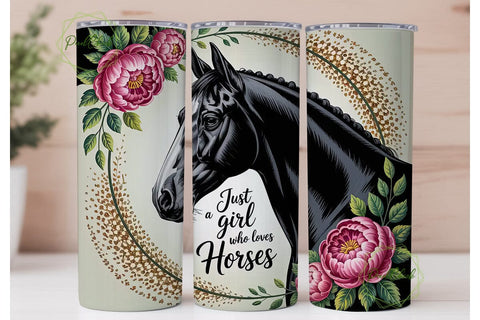 Horse Girl 20oz Tumbler Design Sublimation PixelChick 