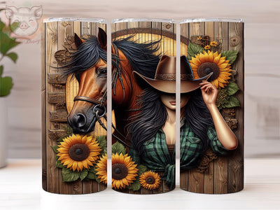 Horse Girl 20oz Tumbler Png, Straight & Tapered Tumbler Png, Western Girl Tumbler Png, Digital Download PNG Sublimation Lara' s Designs 