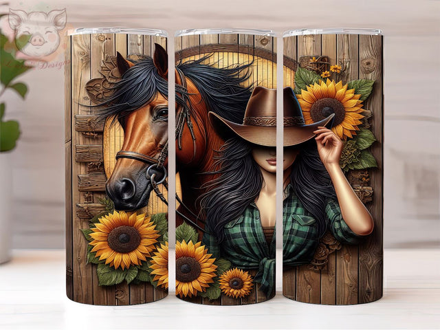Horse Girl 20oz Tumbler Png, Straight & Tapered Tumbler Png, Western Girl Tumbler Png, Digital Download PNG Sublimation Lara' s Designs 
