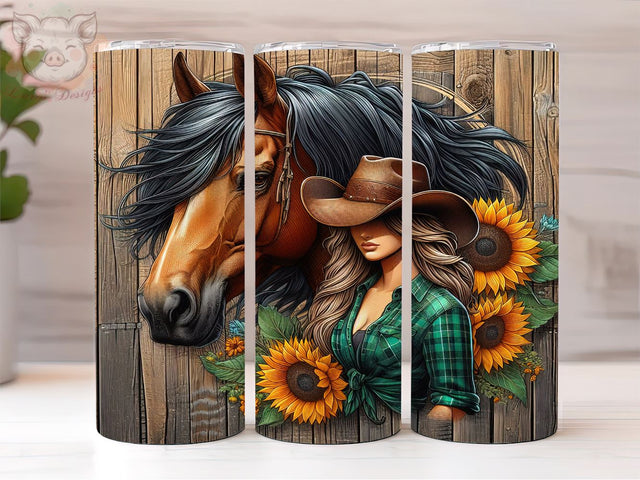 Horse Girl 20oz Tumbler Png, Straight & Tapered Tumbler Png, Western Girl Tumbler Png, Digital Download PNG Sublimation Lara' s Designs 