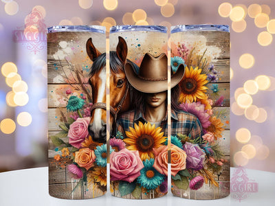 Horse Girl 20oz Tumbler Wrap Sublimation Design, Straight Tapered Tumbler Wrap, Cowgirl Tumbler Png, Instant Digital Download Sublimation SvggirlplusArt 