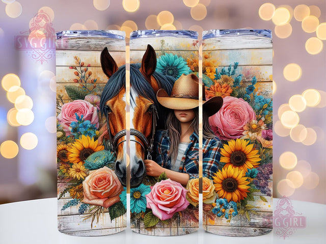 Horse Girl 20oz Tumbler Wrap Sublimation Design, Straight Tapered Tumbler Wrap, Cowgirl Tumbler Png, Instant Digital Download Sublimation SvggirlplusArt 