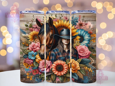 Horse Girl 20oz Tumbler Wrap Sublimation Design, Straight Tapered Tumbler Wrap, Cowgirl Tumbler Png, Instant Digital Download Sublimation SvggirlplusArt 