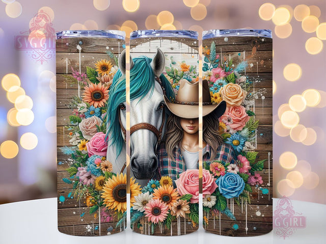 Horse Girl 20oz Tumbler Wrap Sublimation Design, Straight Tapered Tumbler Wrap, Cowgirl Tumbler Png, Instant Digital Download Sublimation SvggirlplusArt 