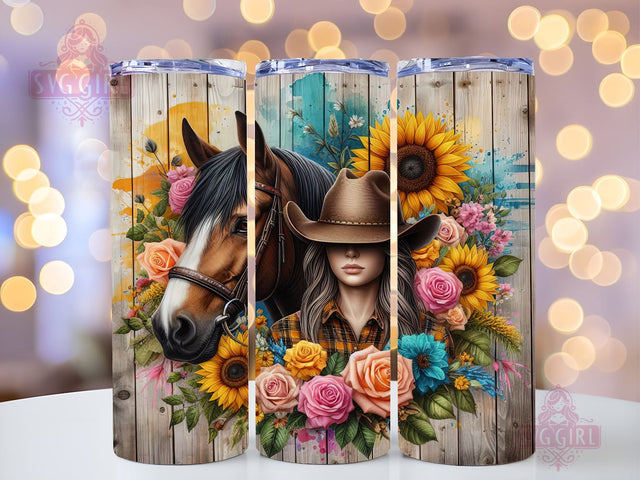 Horse Girl 20oz Tumbler Wrap Sublimation Design, Straight Tapered Tumbler Wrap, Cowgirl Tumbler Png, Instant Digital Download Sublimation SvggirlplusArt 