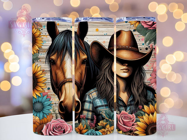 Horse Girl 20oz Tumbler Wrap Sublimation Design, Straight Tapered Tumbler Wrap, Cowgirl Tumbler Png, Instant Digital Download Sublimation SvggirlplusArt 