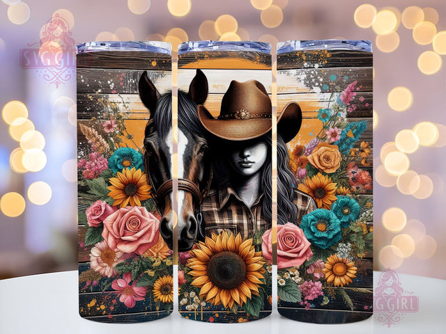 Horse Girl 20oz Tumbler Wrap Sublimation Design, Straight Tapered Tumbler Wrap, Cowgirl Tumbler Png, Instant Digital Download Sublimation SvggirlplusArt 