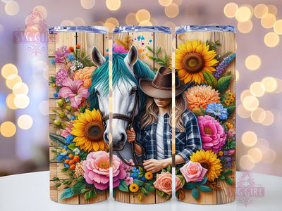 Horse Girl 20oz Tumbler Wrap Sublimation Design, Straight Tapered Tumbler Wrap, Cowgirl Tumbler Png, Instant Digital Download Sublimation SvggirlplusArt 