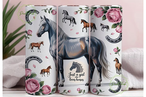 Horse Girl 20oz Tumbler Wrap Sublimation PixelChick 