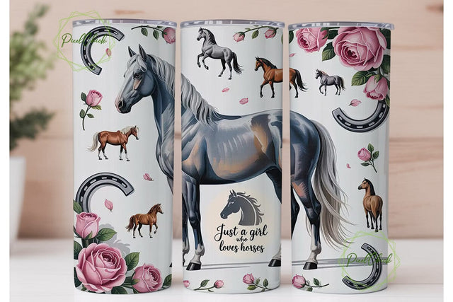 Horse Girl 20oz Tumbler Wrap Sublimation PixelChick 