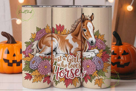 Horse Girl Autumn Tumbler Wrap Sublimation PixelChick 