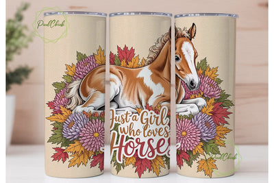 Horse Girl Autumn Tumbler Wrap Sublimation PixelChick 