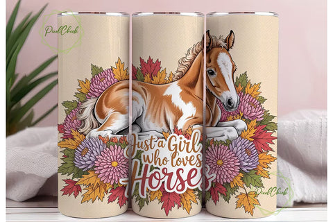 Horse Girl Autumn Tumbler Wrap Sublimation PixelChick 