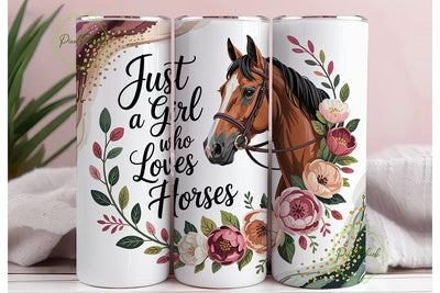 Horse Girl Floral 20oz Tumbler Wrap Sublimation PixelChick 