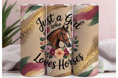 Horse Girl Floral 20oz Tumbler Wrap Sublimation PixelChick 