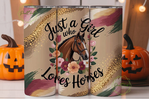 Horse Girl Floral 20oz Tumbler Wrap Sublimation PixelChick 