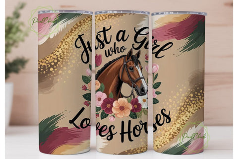 Horse Girl Floral 20oz Tumbler Wrap Sublimation PixelChick 