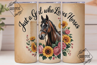 Horse Girl Floral 20oz Tumbler Wrap Sublimation sassyprint 