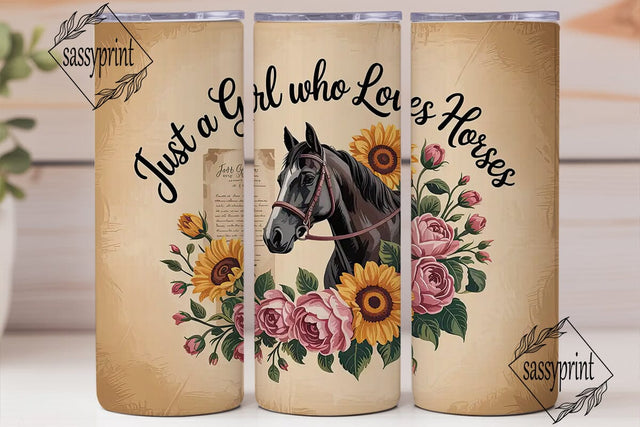 Horse Girl Floral 20oz Tumbler Wrap Sublimation sassyprint 