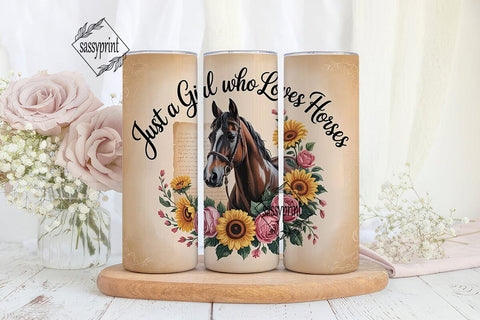 Horse Girl Floral 20oz Tumbler Wrap Sublimation sassyprint 