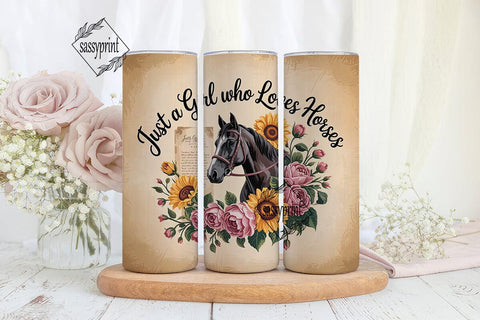 Horse Girl Floral 20oz Tumbler Wrap Sublimation sassyprint 
