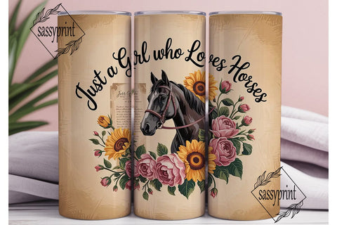 Horse Girl Floral 20oz Tumbler Wrap Sublimation sassyprint 