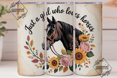 Horse Girl Floral 20oz Tumbler Wrap Sublimation sassyprint 