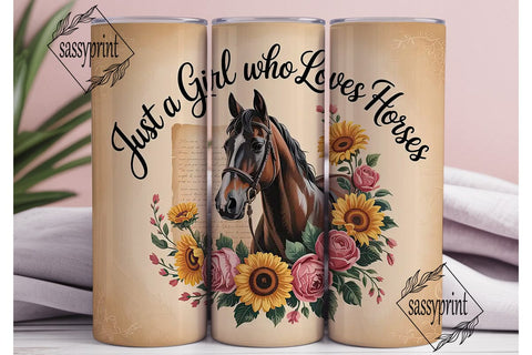 Horse Girl Floral 20oz Tumbler Wrap Sublimation sassyprint 