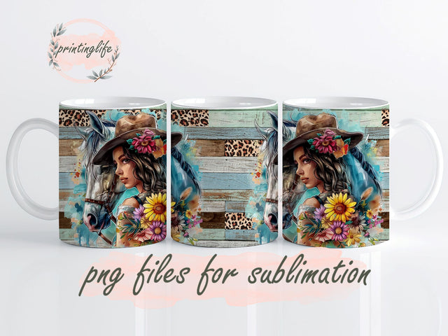 Horse Girl Mug Wrap Design, Instant Digital Design Download Mug Wrap Design, Mug Design PNG Sublimation PrintingLife 