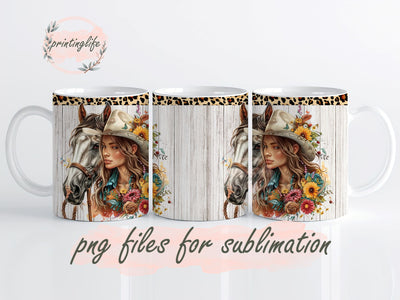 Horse Girl Mug Wrap Design, Instant Digital Design Download Mug Wrap Design, Mug Design PNG Sublimation PrintingLife 