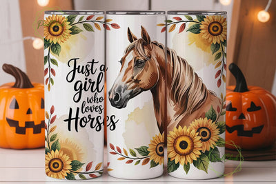 Horse Girl Sunflower 20oz Tumbler Wrap Sublimation PixelChick 