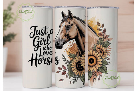 Horse Girl Sunflower 20oz Tumbler Wrap Sublimation PixelChick 