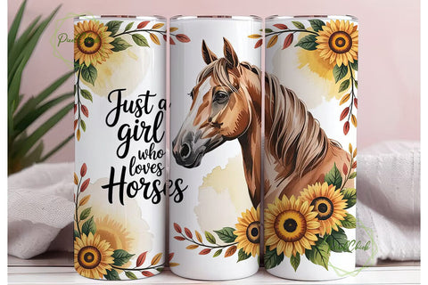Horse Girl Sunflower 20oz Tumbler Wrap Sublimation PixelChick 