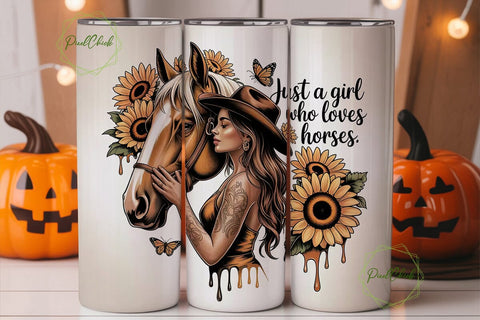 Horse Girl Sunflower 20oz Tumbler Wrap Sublimation PixelChick 