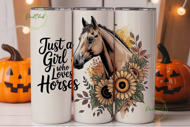 Horse Girl Sunflower 20oz Tumbler Wrap Sublimation PixelChick 