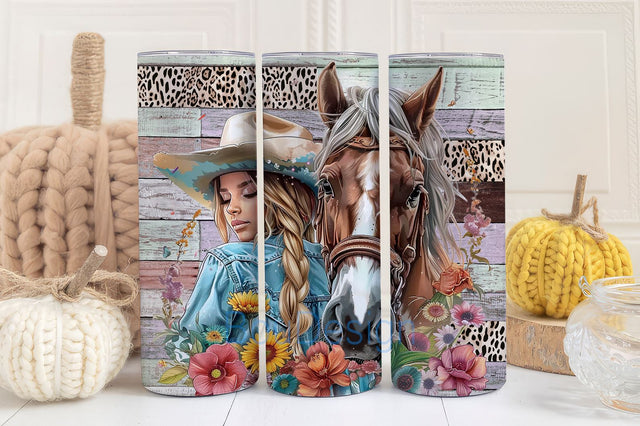 Horse Girl Tumbler Wrap, 20oz Skinny Sublimation Tumbler Designs, Horse Sublimation Design, Cowgirl Tumbler Png Wrap, Tumbler Digital Files Sublimation BouDesign 