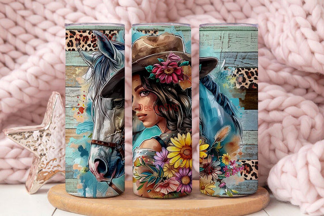 Horse Girl Tumbler Wrap, 20oz Skinny Sublimation Tumbler Designs, Horse Sublimation Design, Cowgirl Tumbler Png Wrap, Tumbler Digital Files Sublimation DesignSVG 