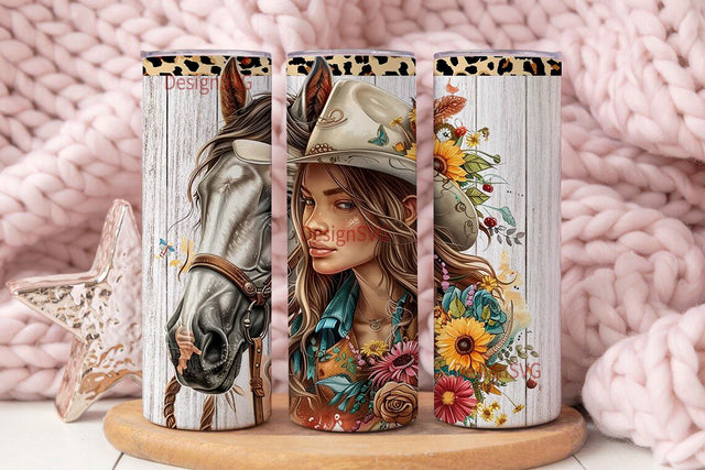 Horse Girl Tumbler Wrap, 20oz Skinny Sublimation Tumbler Designs, Horse Sublimation Design, Cowgirl Tumbler Png Wrap, Tumbler Digital Files Sublimation DesignSVG 