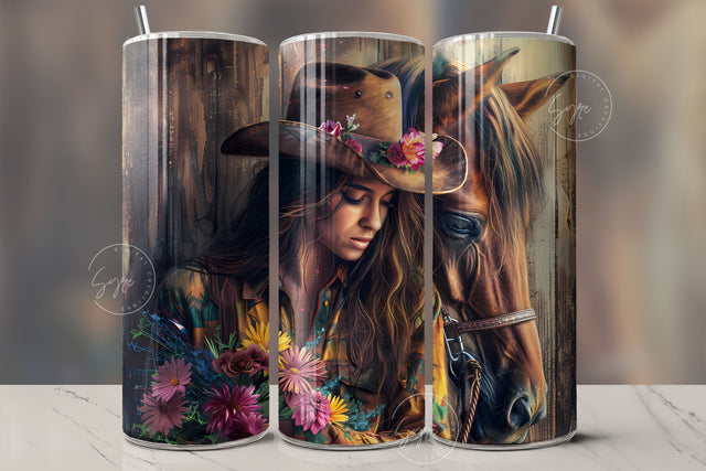 Horse Girl Tumbler Wrap PNG, Country Tumbler Wrap, 20oz Skinny Sublimation Tumbler Designs, Horse Sublimation Designs, Gift For Her, Digital Sublimation Syre Digital Creations 