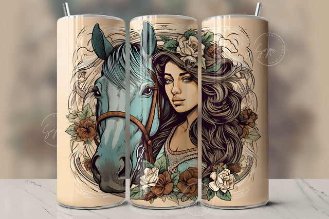 Horse Girl Tumbler Wrap PNG, Country Tumbler Wrap, 20oz Skinny Sublimation Tumbler Designs, Horse Sublimation Designs, Gift For Her, Digital Sublimation Syre Digital Creations 