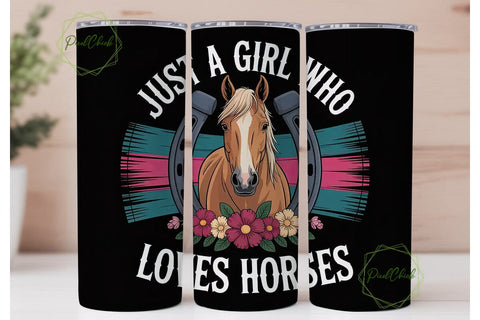 Horse Girl Tumbler Wrap PNG Sublimation PixelChick 