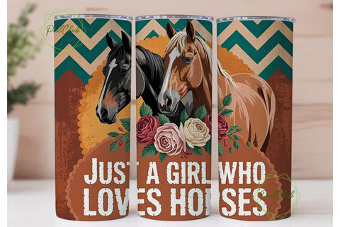 Horse Girl Tumbler Wrap PNG Sublimation PixelChick 