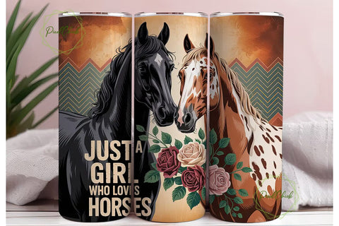 Horse Girl Tumbler Wrap PNG Sublimation PixelChick 